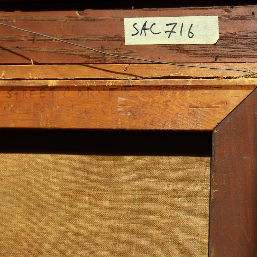 AW679: Nicholas Luisi "Street Corner Night" Ashcan Oil on Canvas C 1953