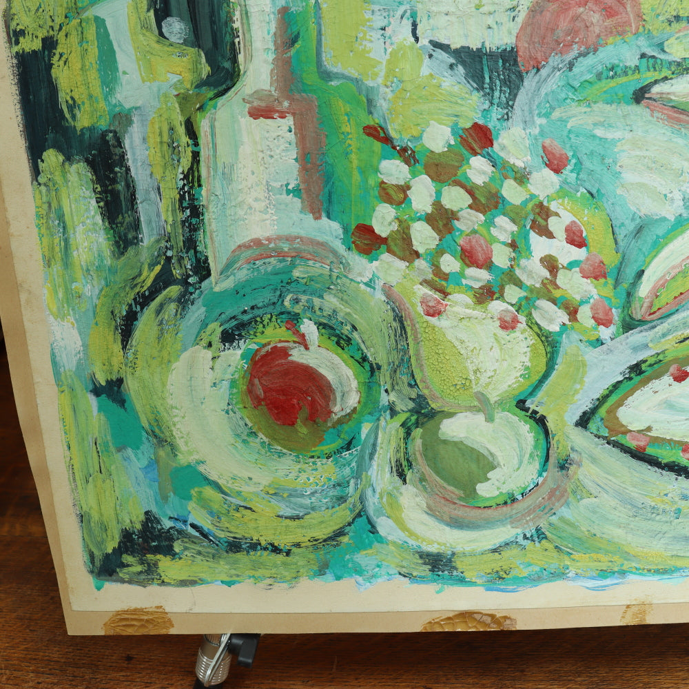 AW620: Jean Ducasse (France, 20th Century) Expressionist Still Life Oil on Paper