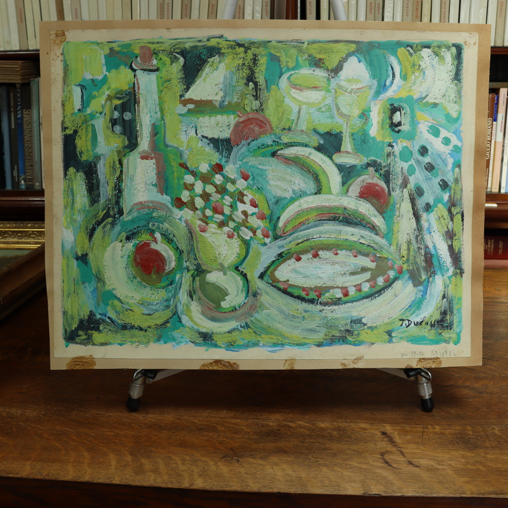 AW620: Jean Ducasse (France, 20th Century) Expressionist Still Life Oil on Paper