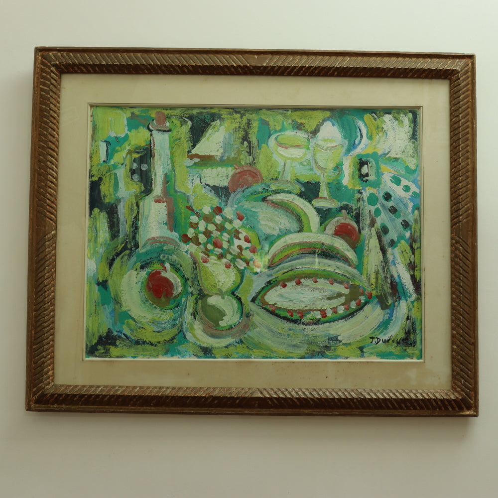 AW620: Jean Ducasse (France, 20th Century) Expressionist Still Life Oil on Paper