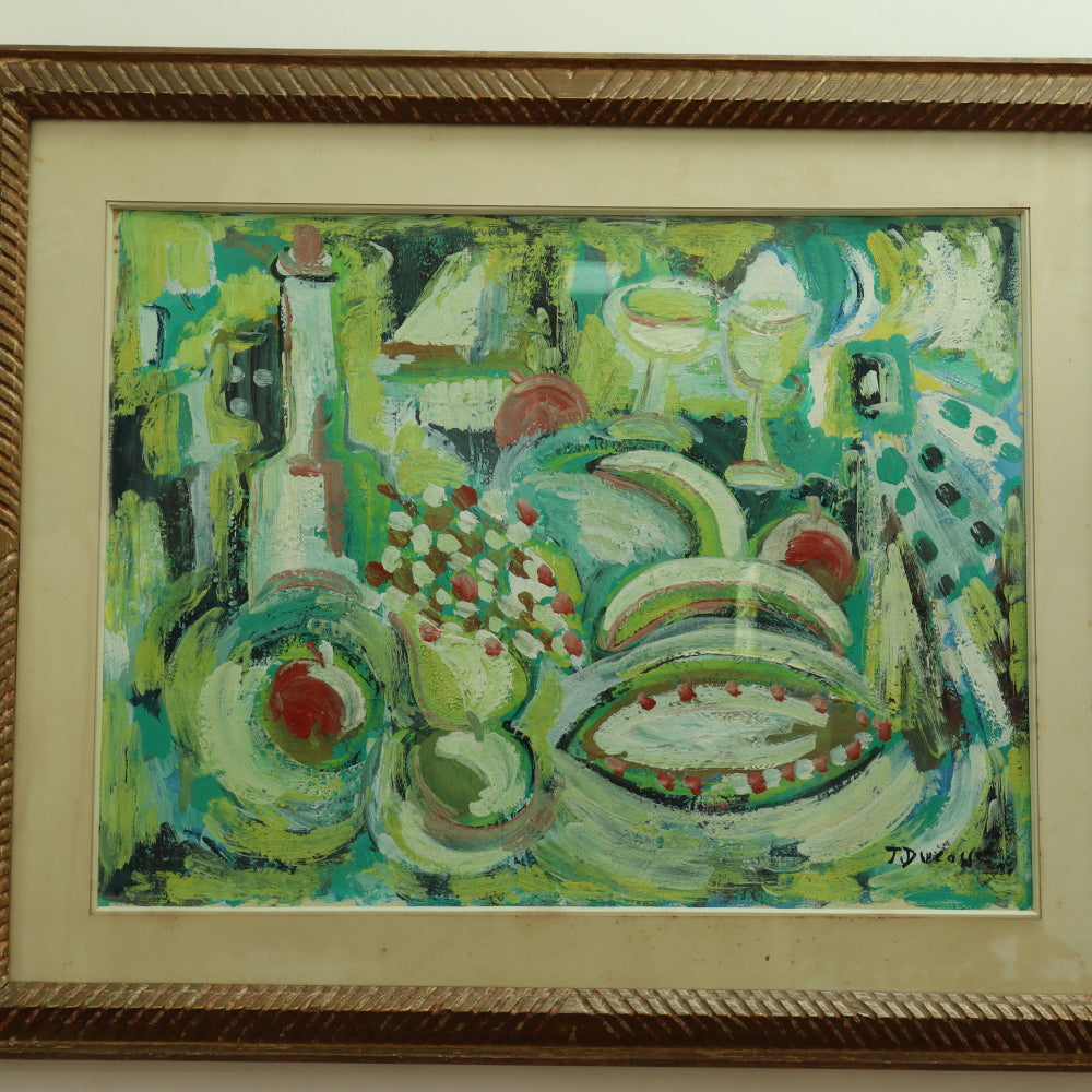AW620: Jean Ducasse (France, 20th Century) Expressionist Still Life Oil on Paper