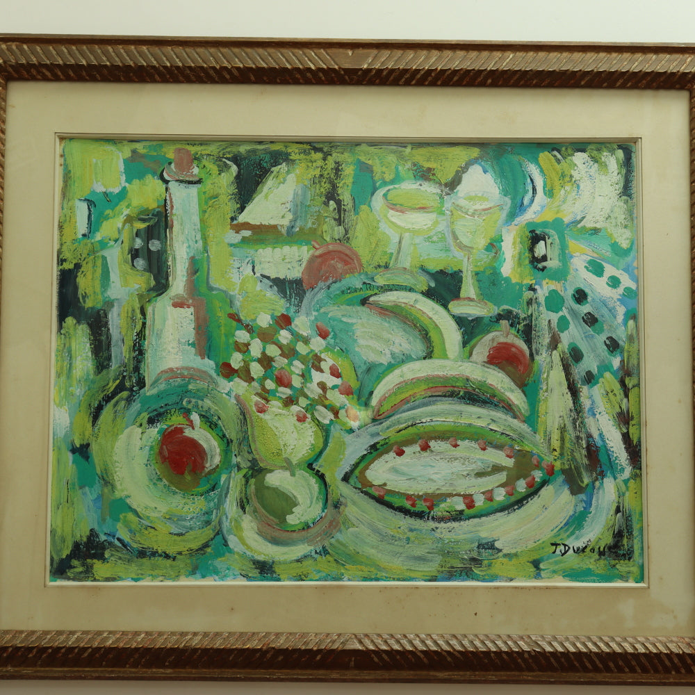 AW620: Jean Ducasse (France, 20th Century) Expressionist Still Life Oil on Paper