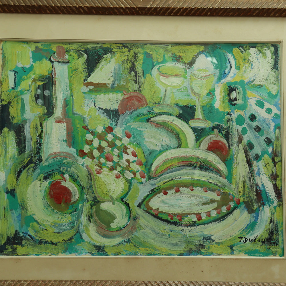 AW620: Jean Ducasse (France, 20th Century) Expressionist Still Life Oil on Paper