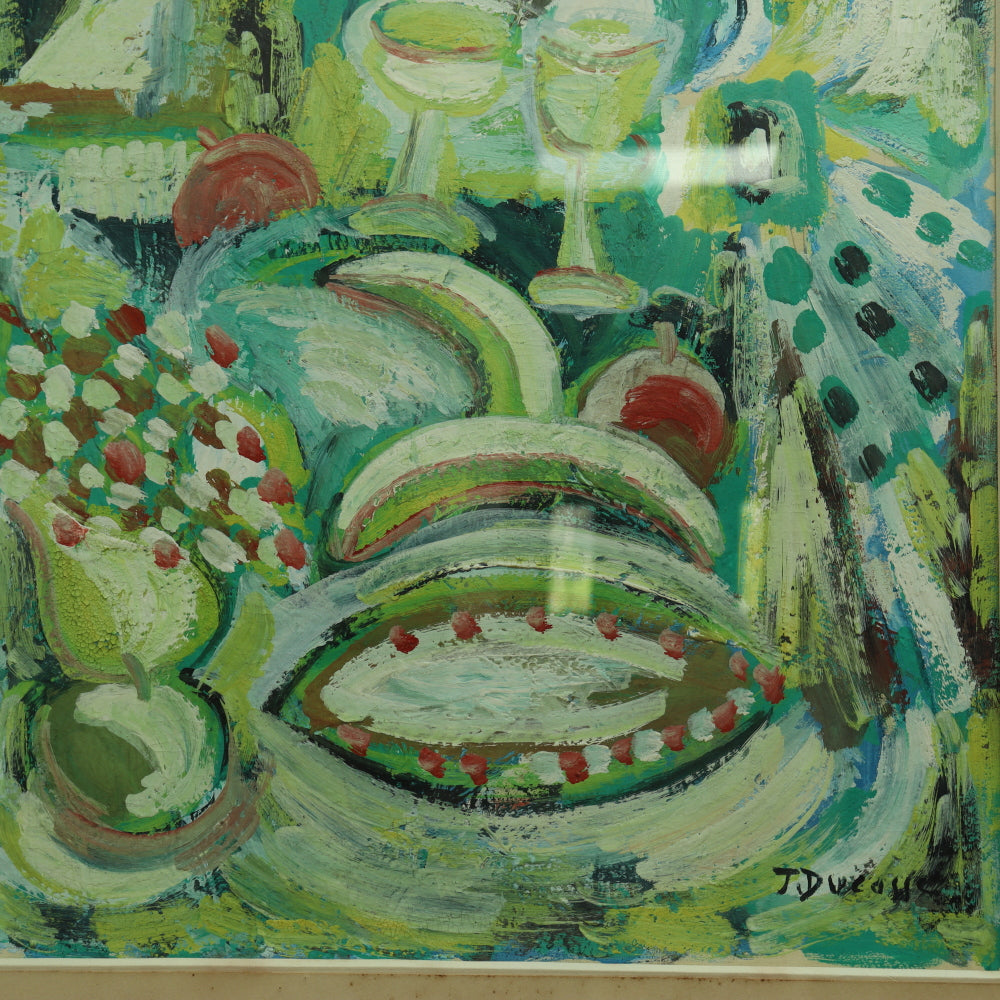 AW620: Jean Ducasse (France, 20th Century) Expressionist Still Life Oil on Paper