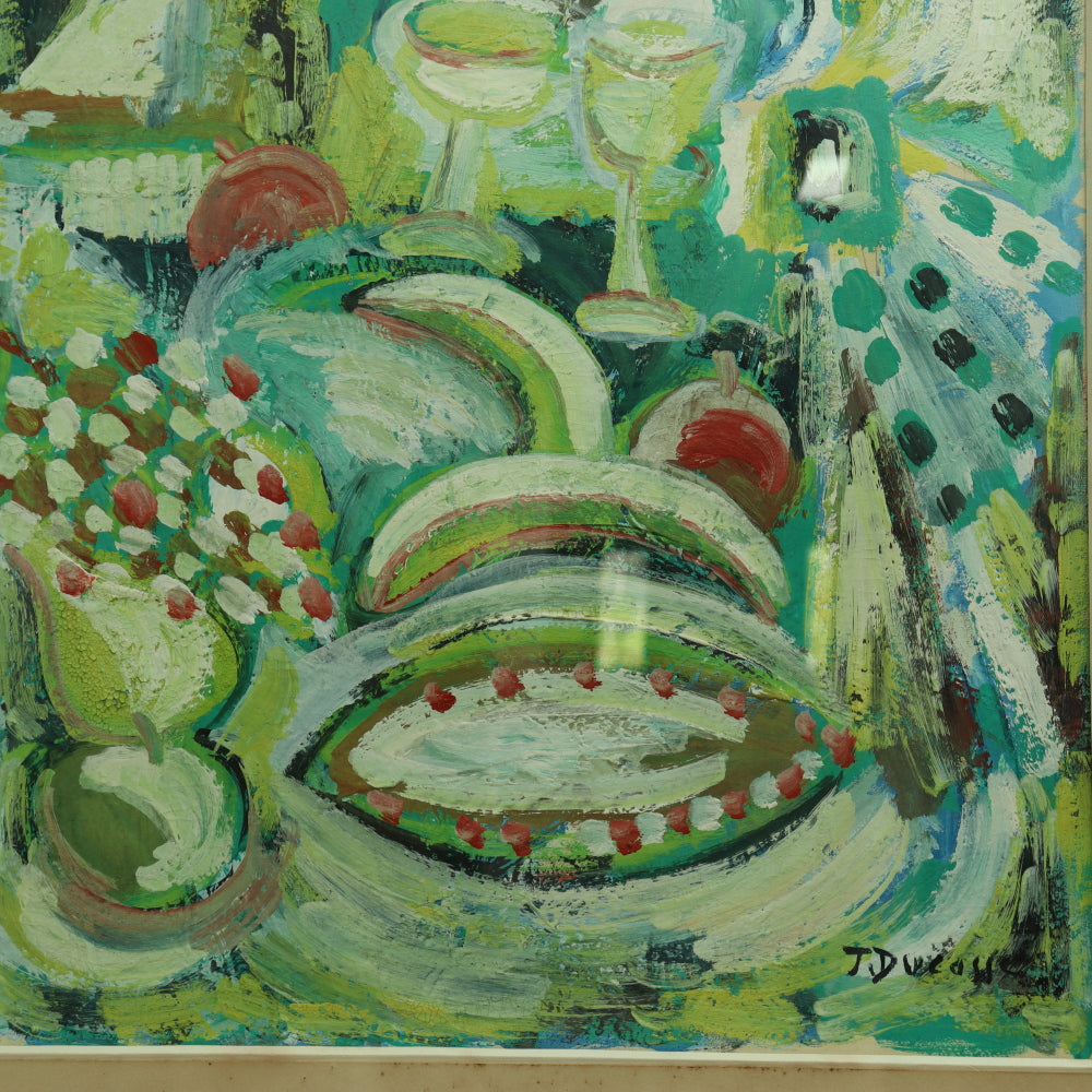 AW620: Jean Ducasse (France, 20th Century) Expressionist Still Life Oil on Paper