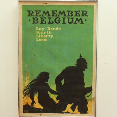 Circa 1918 Ellsworth Young "Remember Belgium" WWI Buy Bonds Poster | Work of Man