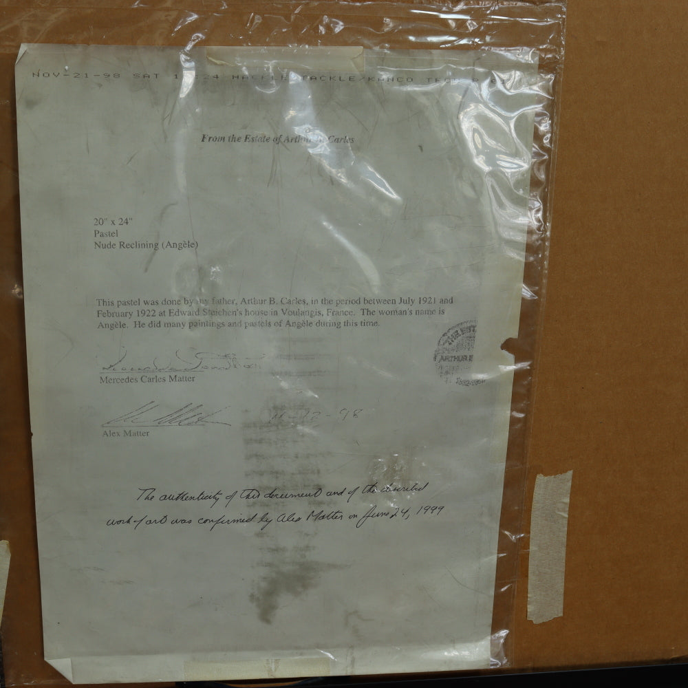 AW5-016: Arthur B. Carles "Angele Nude" Pastel on Paper Circa 1922