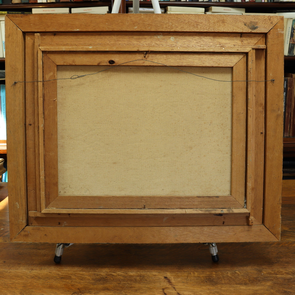 AW701: Early 20th Century European School Post Impressionist Oil on Canvas of Two Men and a Board Game