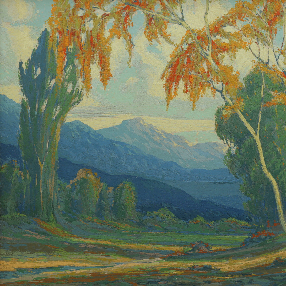 AW9-040: David Stirling Vantage Studios Circa 1920's California Plein Air Landscape Serigraph Original Frame