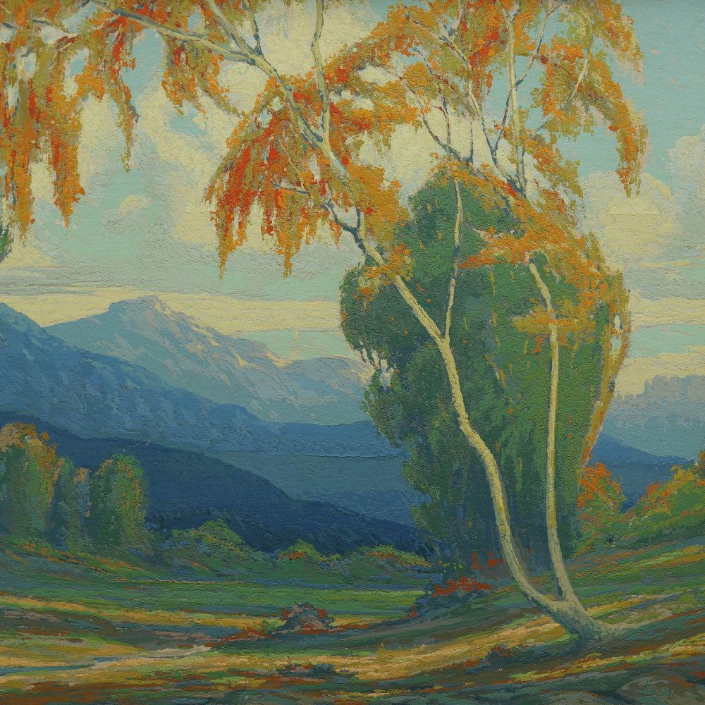 AW9-040: David Stirling Vantage Studios Circa 1920's California Plein Air Landscape Serigraph Original Frame