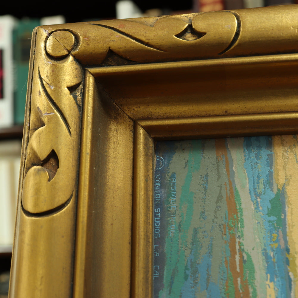 AW9-040: David Stirling Vantage Studios Circa 1920's California Plein Air Landscape Serigraph Original Frame