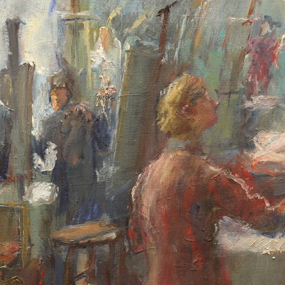 AW731: Anthony Springer "Self Portrait in Artists Studio" Post Impressionist Oil on Canvas