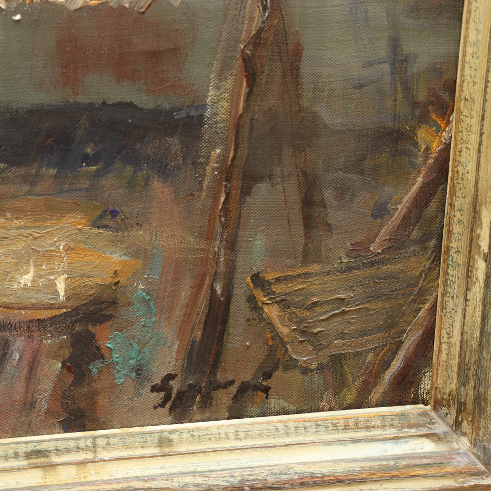 AW731: Anthony Springer "Self Portrait in Artists Studio" Post Impressionist Oil on Canvas