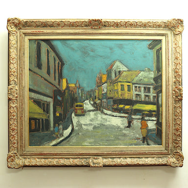 French School Rue Norvins, Montmartre Oil on Belgian Linen Painting | Work of Man