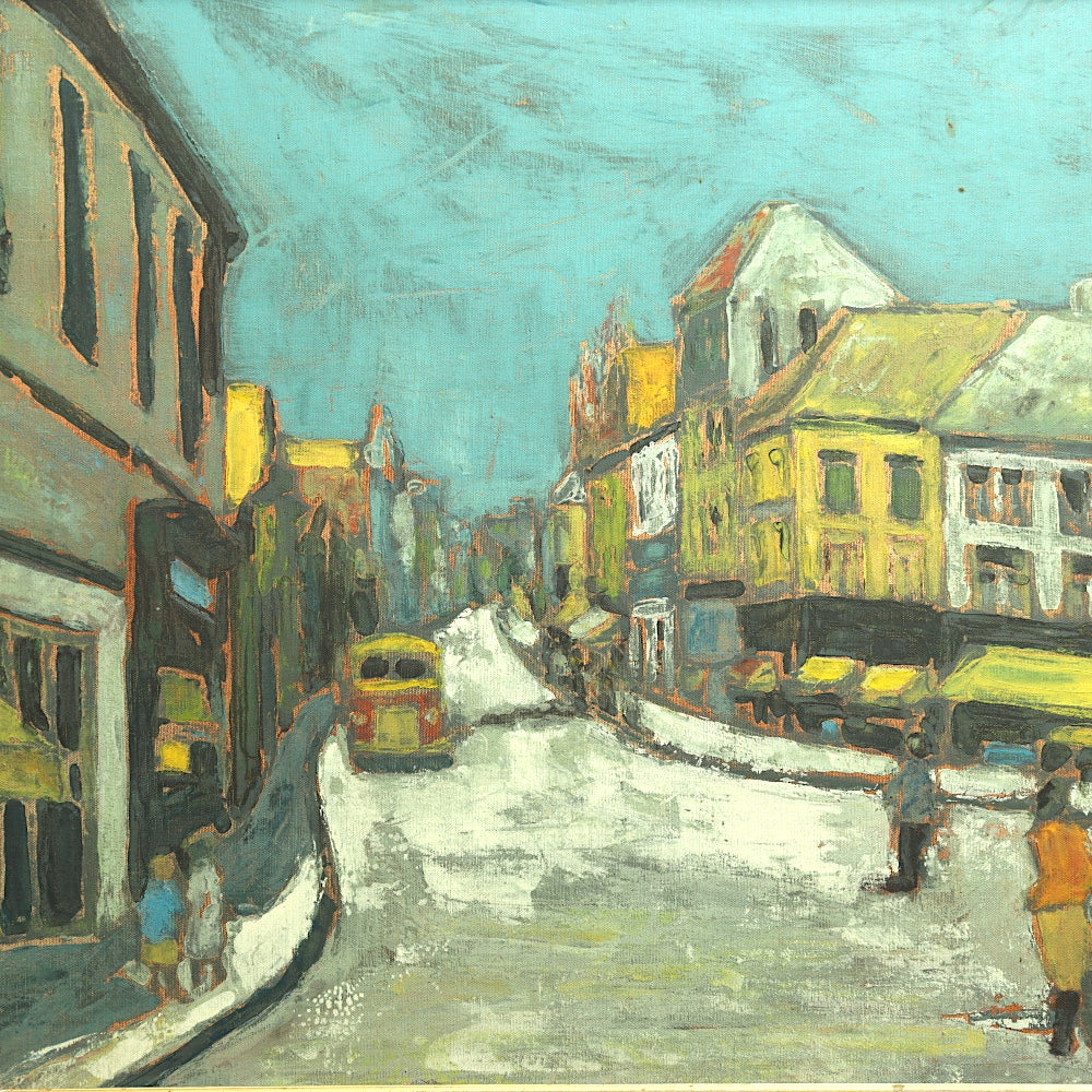 AW155: French School Rue Norvins, Montmartre Oil on Belgian Linen Painting
