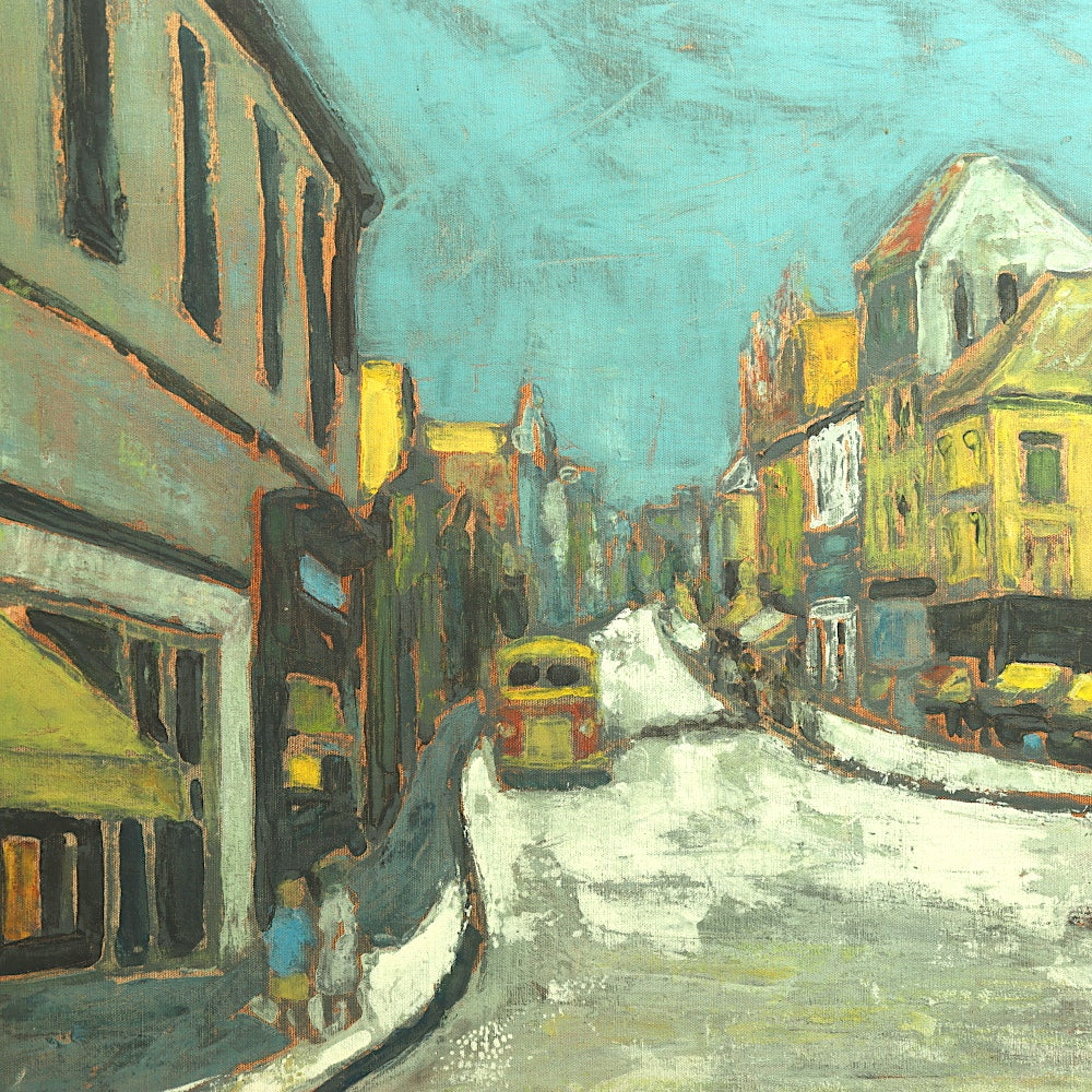 AW155: French School Rue Norvins, Montmartre Oil on Belgian Linen Painting