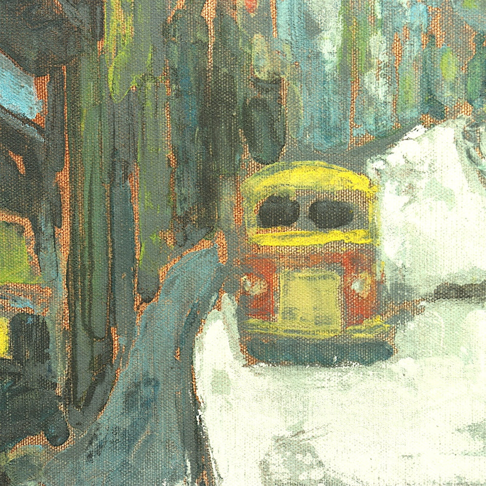 AW155: French School Rue Norvins, Montmartre Oil on Belgian Linen Painting