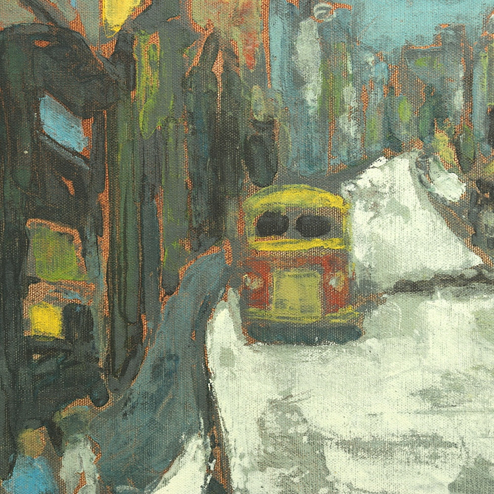 AW155: French School Rue Norvins, Montmartre Oil on Belgian Linen Painting