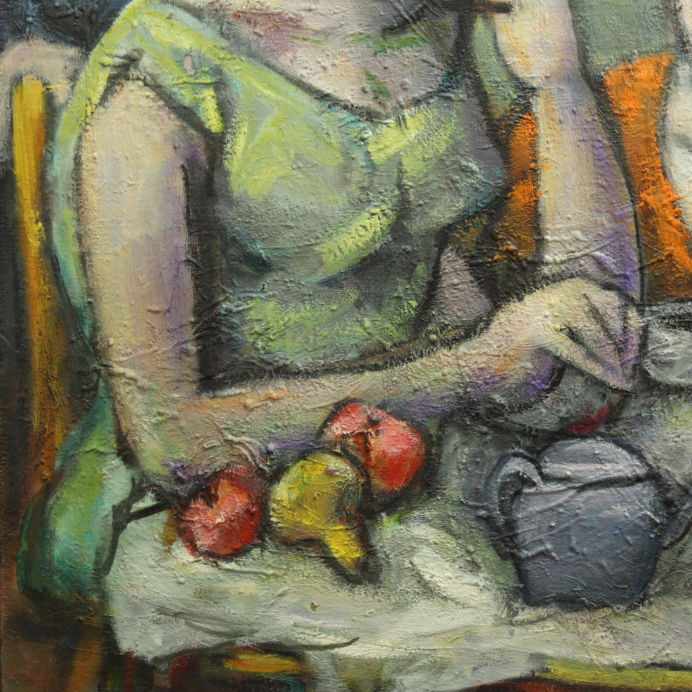 AW477: Samuel Heller "Girl Talk" Expressionist Oil on Canvas