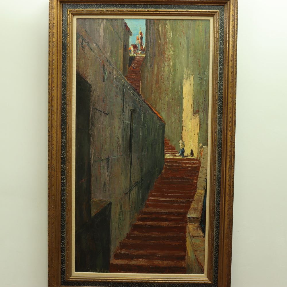 AW742: European School Mid Century Post Impressionist Oil on Board