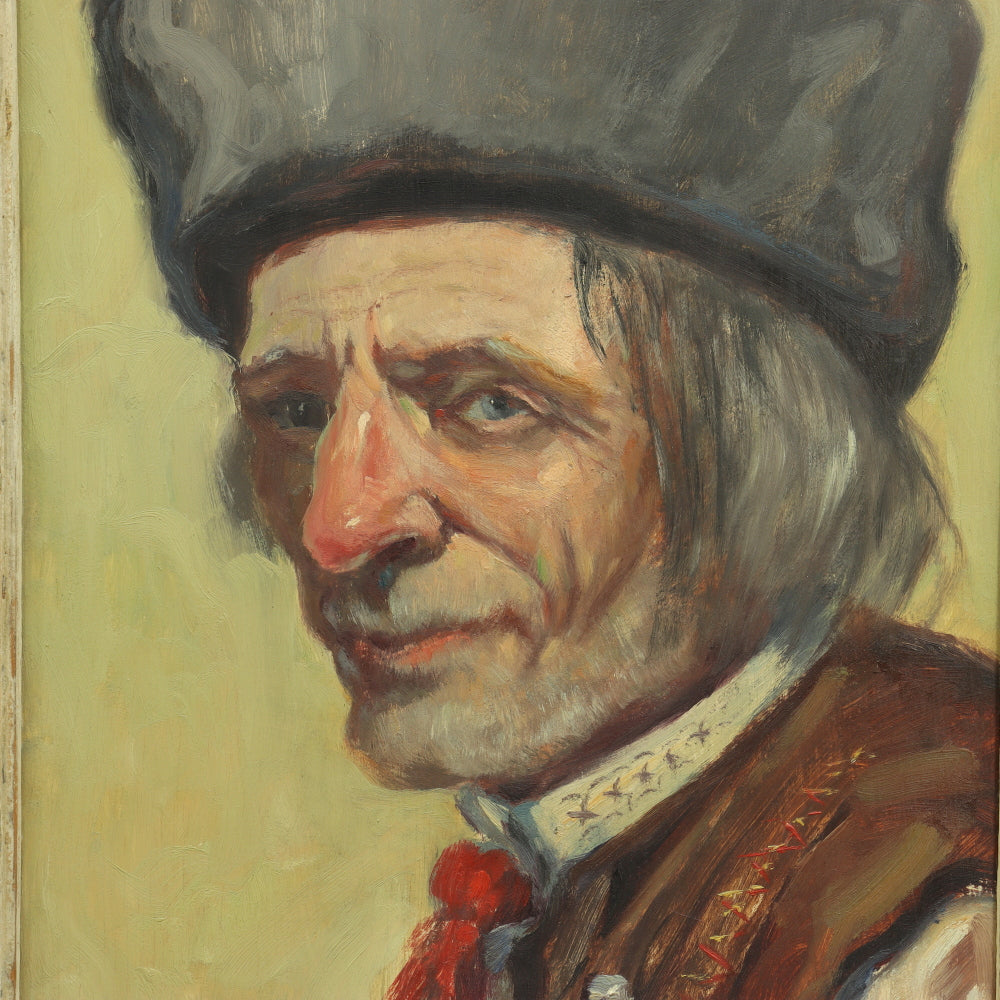 AW762: Oldrich Homolac Impressionist Oil on Board Portraiture of a European Man