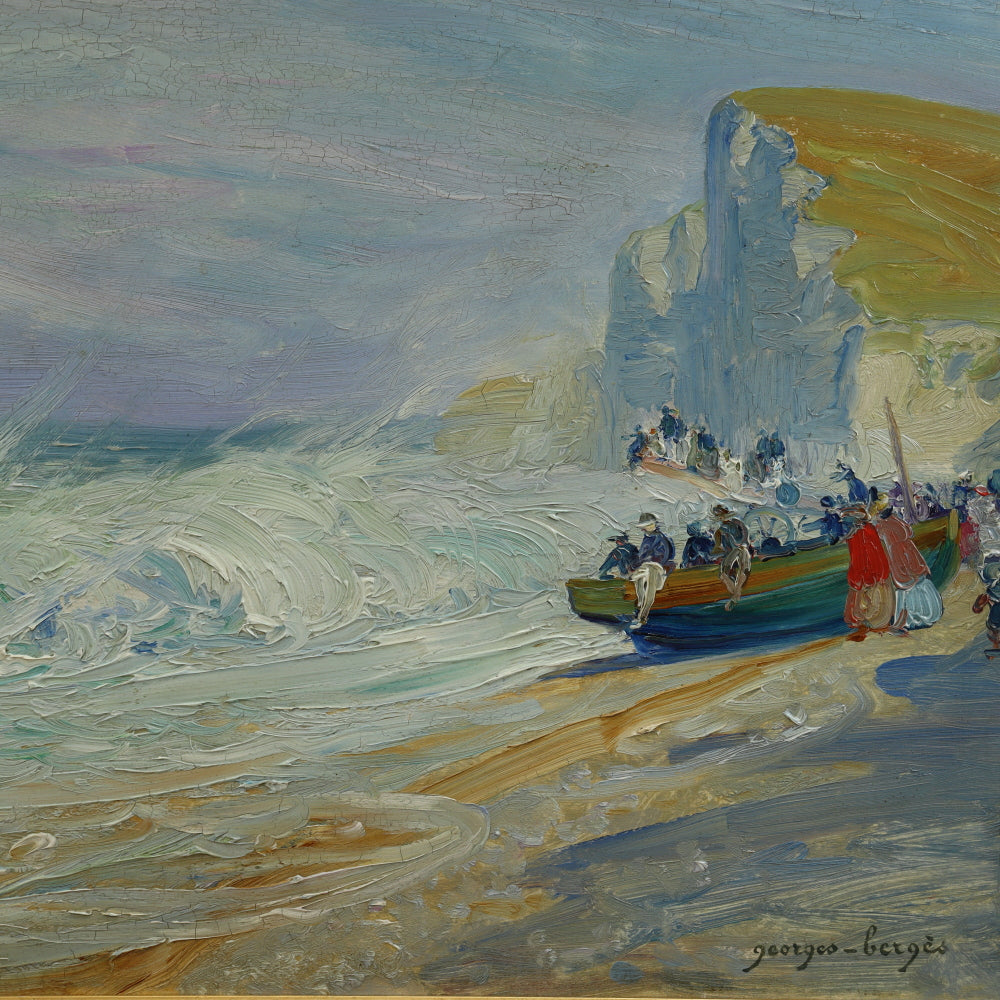 AW483: Georges Berges - Seashore - Oil on Mahogany Board