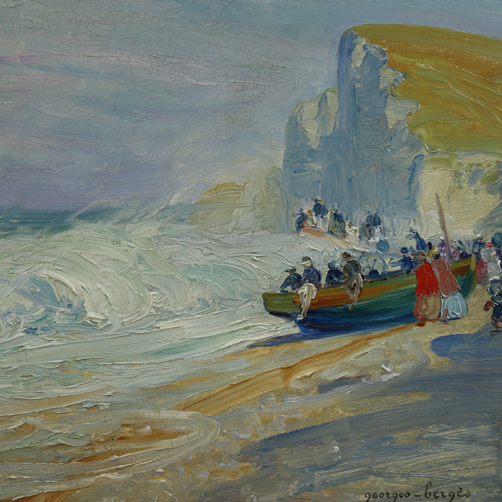 AW483: Georges Berges - Seashore - Oil on Mahogany Board