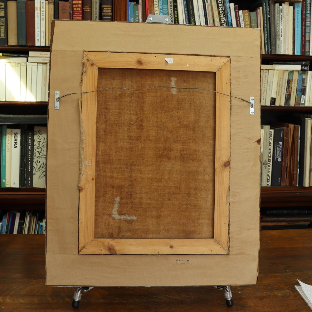 AW413: Russian Icon Archangels Michael and Gabriel Beneath the Trinity Image 19th Century Oil on Canvas Painting