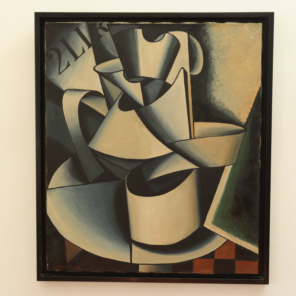 AW411: After Lyubov Popova "The Jug on the Table" Russian Avant Garde Cubist Oil on Canvas