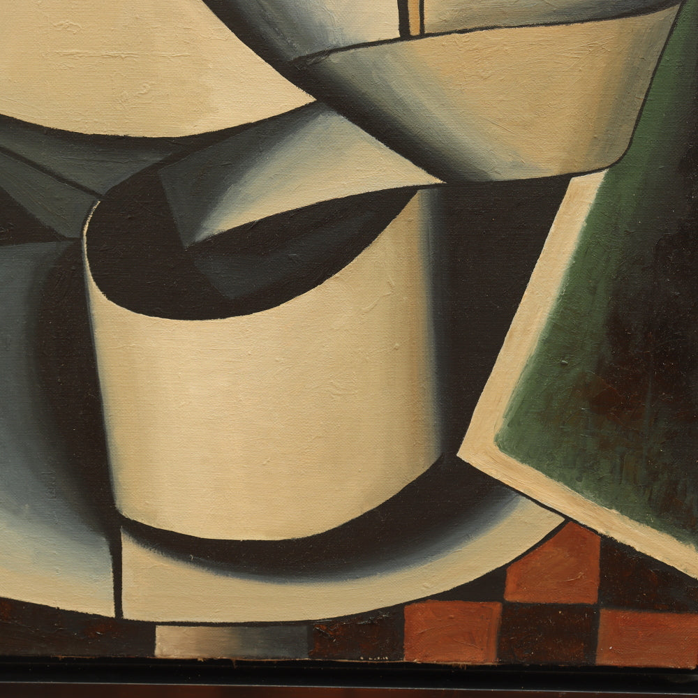 AW411: After Lyubov Popova "The Jug on the Table" Russian Avant Garde Cubist Oil on Canvas