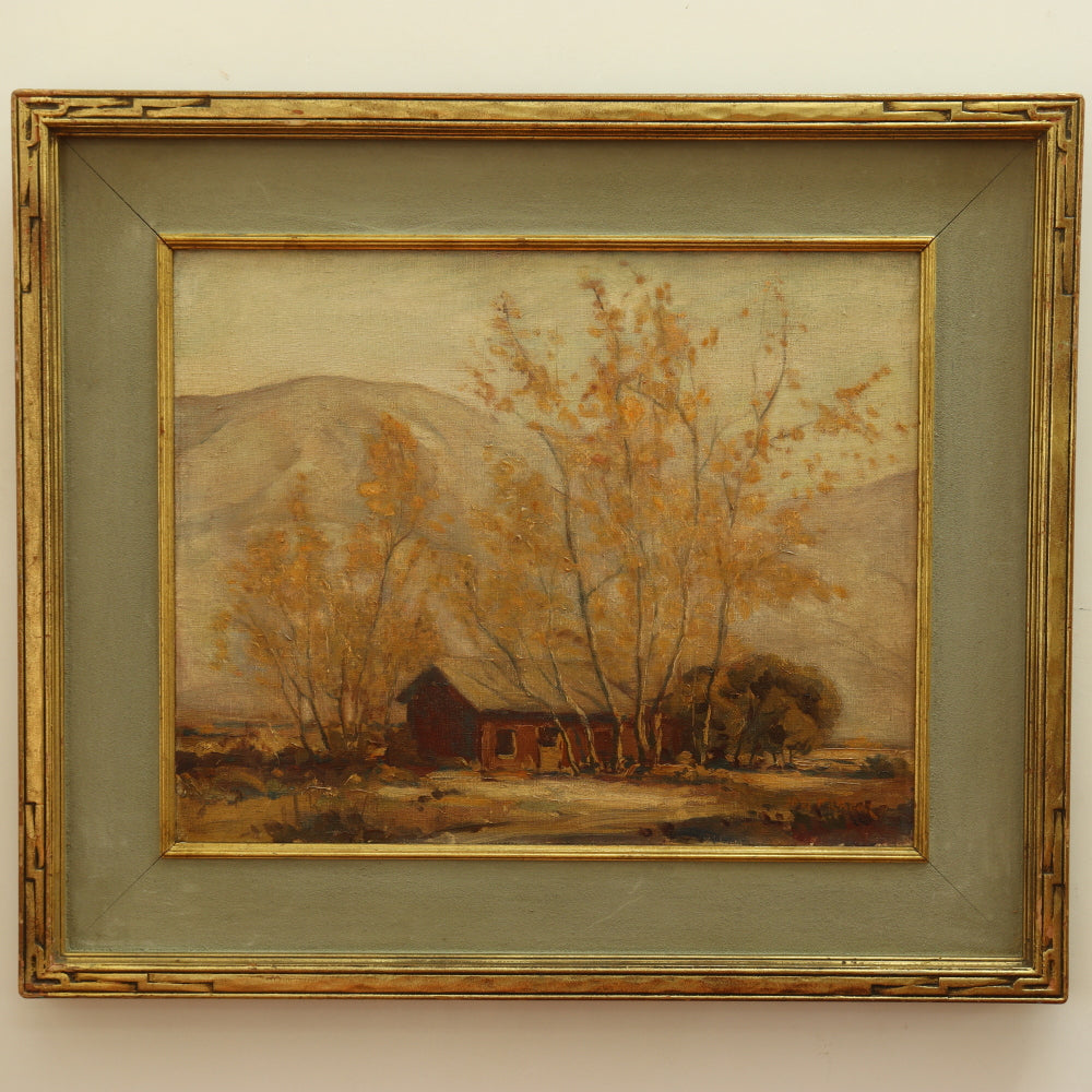AW023: Joshua Meador California Foothill Landscape With Cabin Oil on Canvas