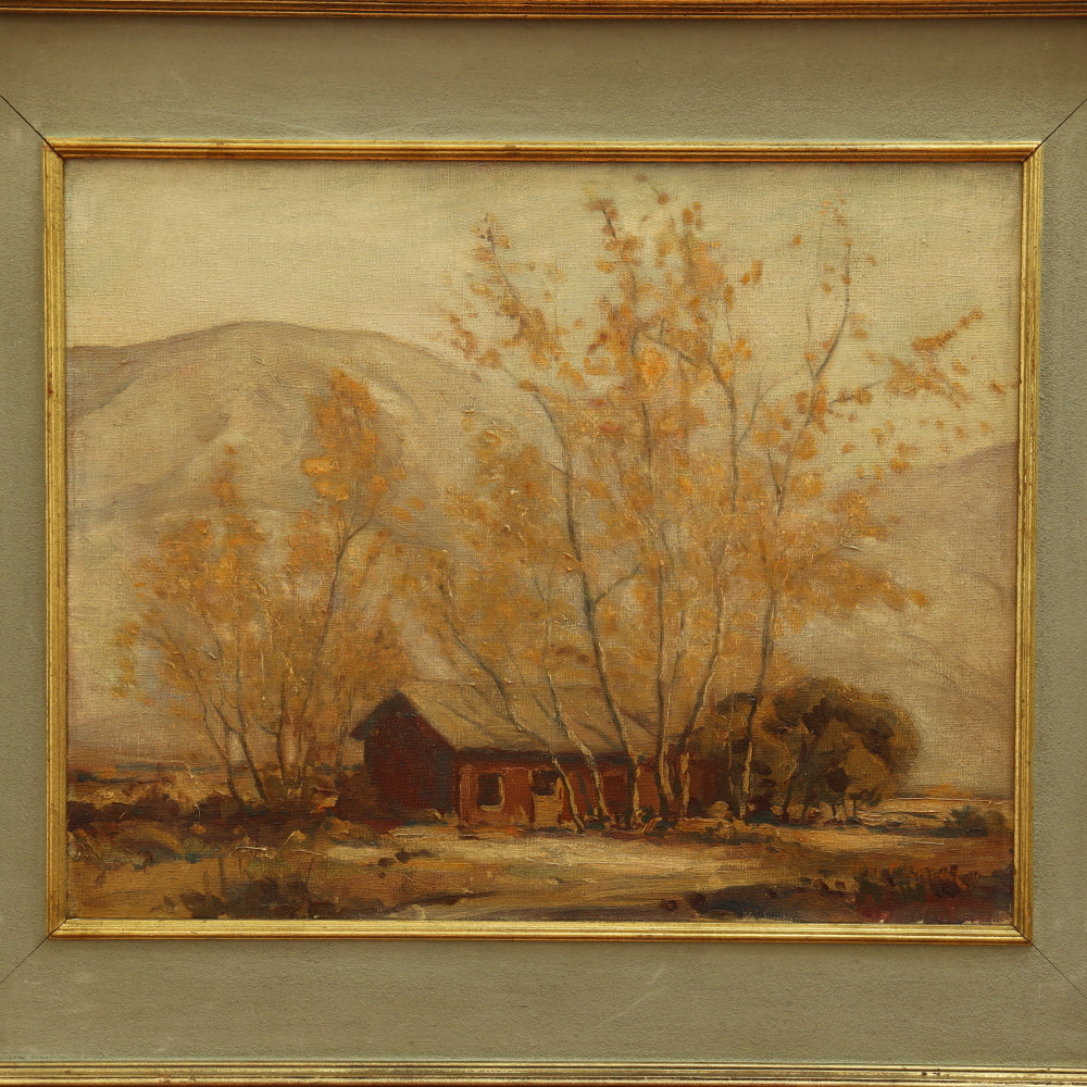 AW023: Joshua Meador California Foothill Landscape With Cabin Oil on Canvas