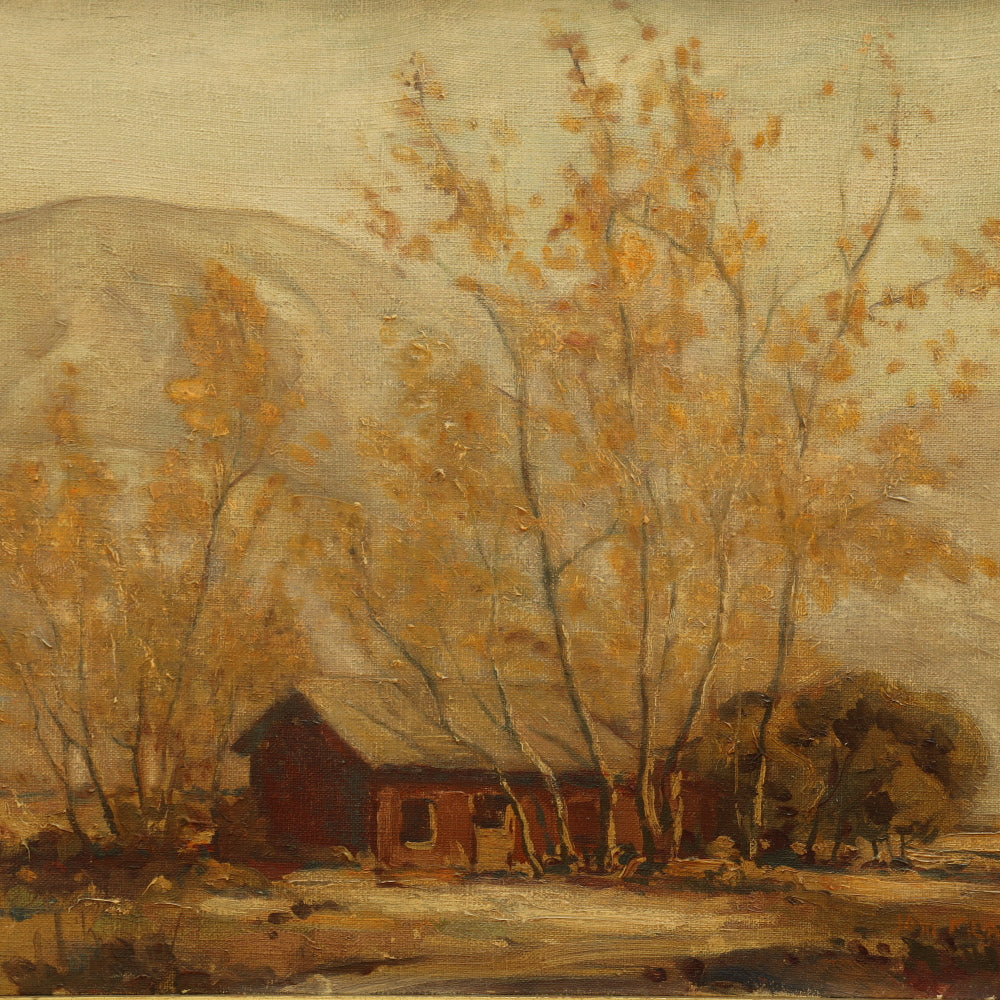 AW023: Joshua Meador California Foothill Landscape With Cabin Oil on Canvas