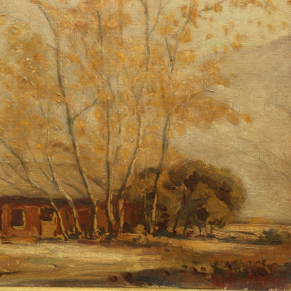 AW023: Joshua Meador California Foothill Landscape With Cabin Oil on Canvas