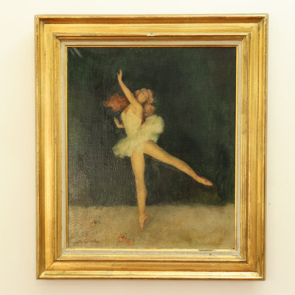 AW786: Leon Galand Ballerina Oil on Canvas Early 20th Century