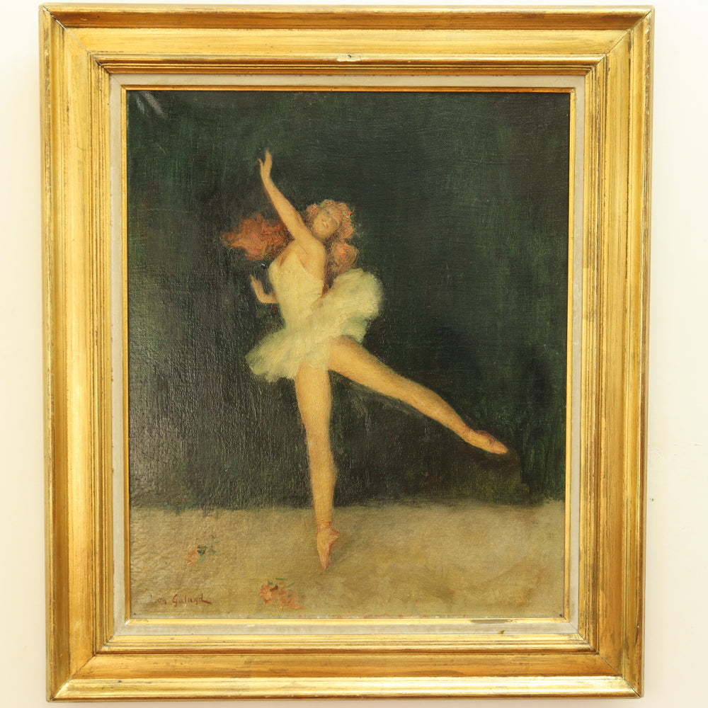AW786: Leon Galand Ballerina Oil on Canvas Early 20th Century