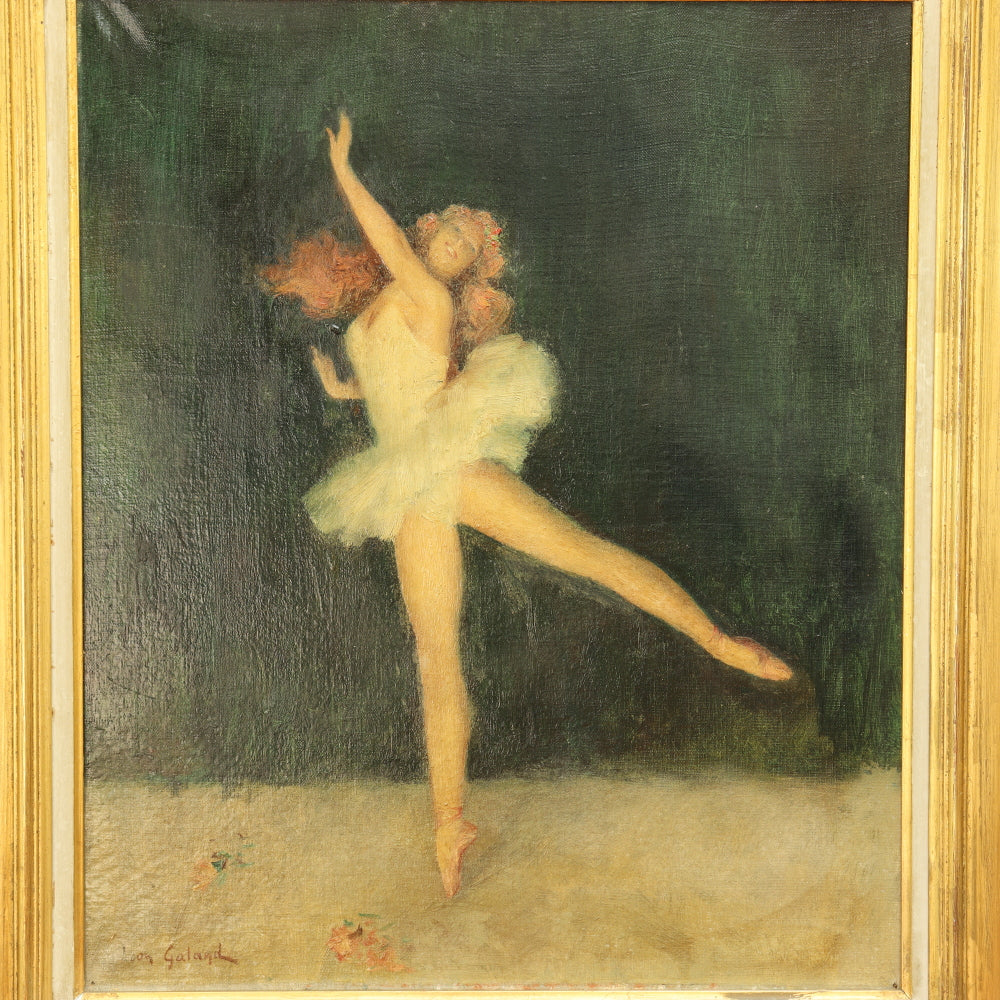 AW786: Leon Galand Ballerina Oil on Canvas Early 20th Century