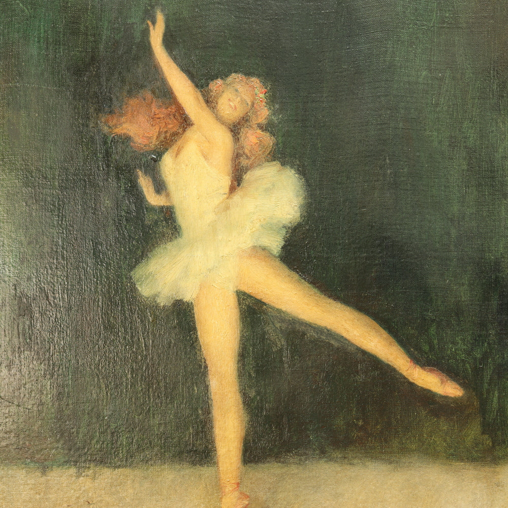 AW786: Leon Galand Ballerina Oil on Canvas Early 20th Century