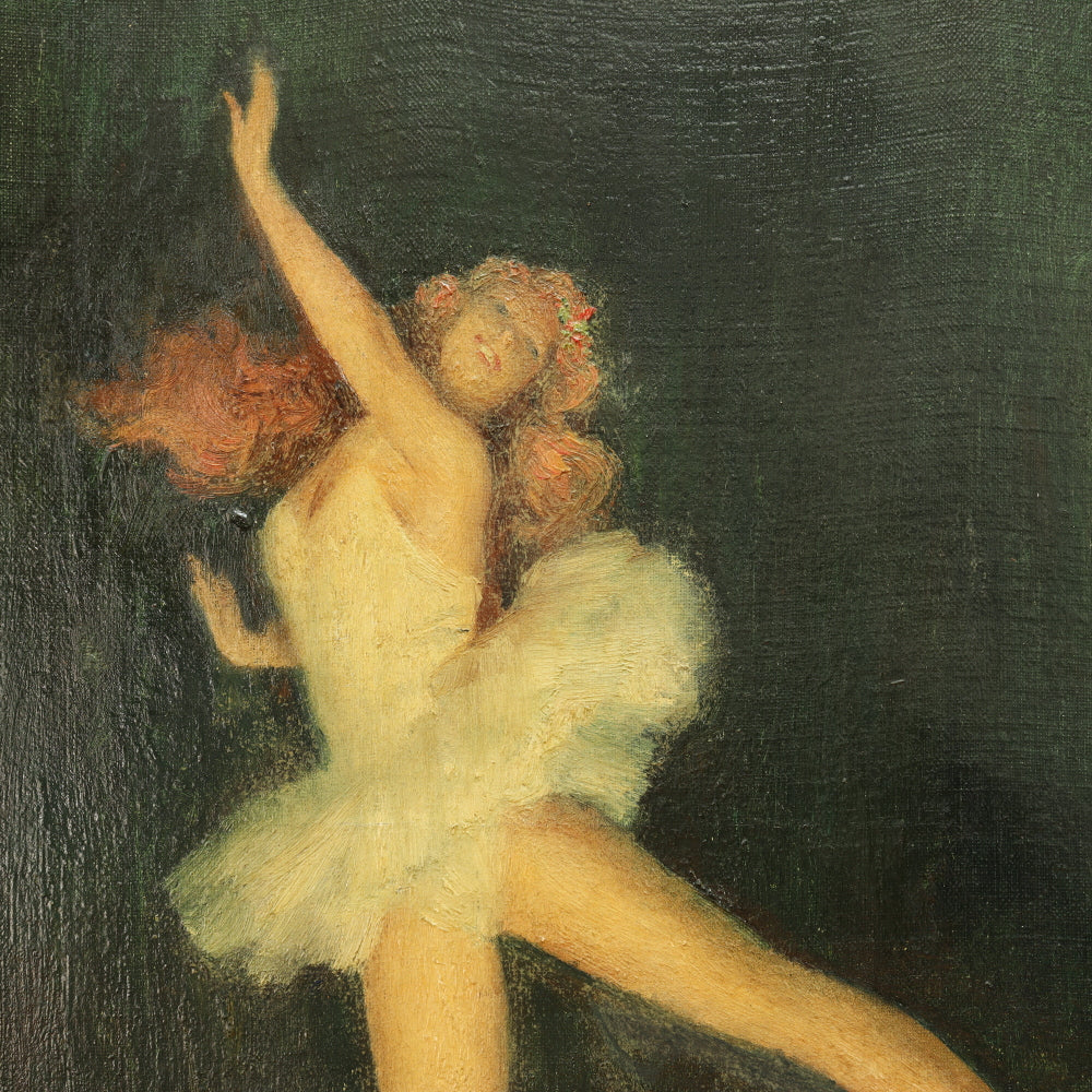 AW786: Leon Galand Ballerina Oil on Canvas Early 20th Century