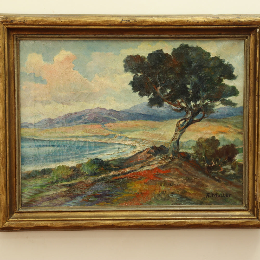 AW167: Alexander Muller California Plein Air Coastline Oil on Canvas