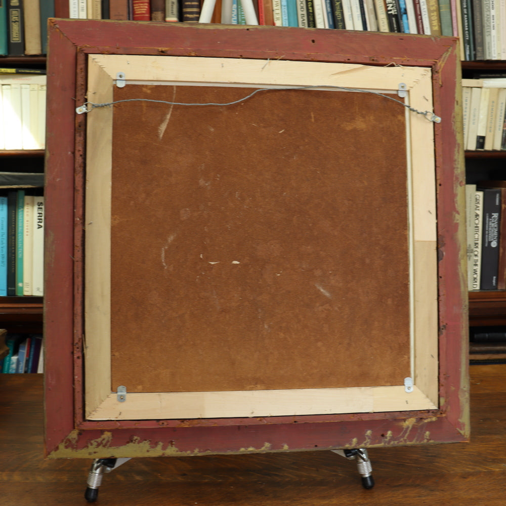 AW016: Fritz Bernhard Village Market Scene Oil on Masonite Panel