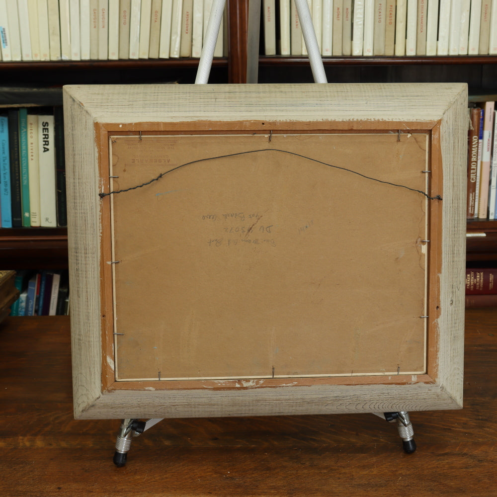 AW4-018: Mid Century Surrealist View Through Window To Sea Gouache on Artist Board