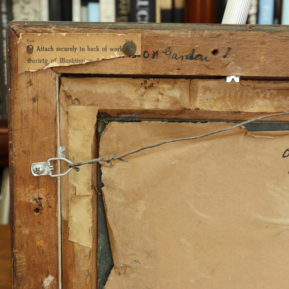 AW274: Lola MacDonald Sleeth "Old Mission Garden Capistrano" Oil on Board Circa 1923