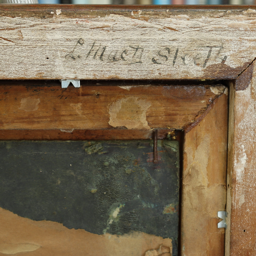 AW274: Lola MacDonald Sleeth "Old Mission Garden Capistrano" Oil on Board Circa 1923