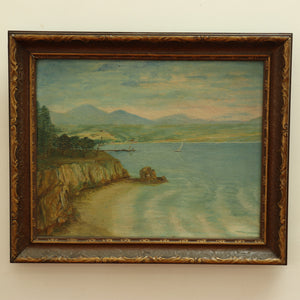 AW793: Circa 1920's Southern California Coastline Impressionist Oil on Canvas