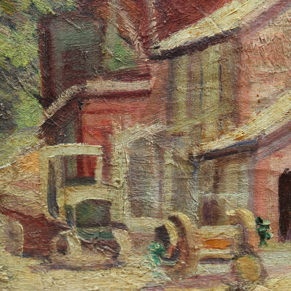 AW003: Frank C Herbst Rural 1930's Industrial Scene WPA Oil on Canvas