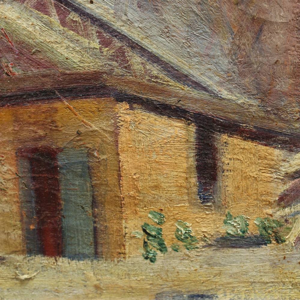 AW003: Frank C Herbst Rural 1930's Industrial Scene WPA Oil on Canvas