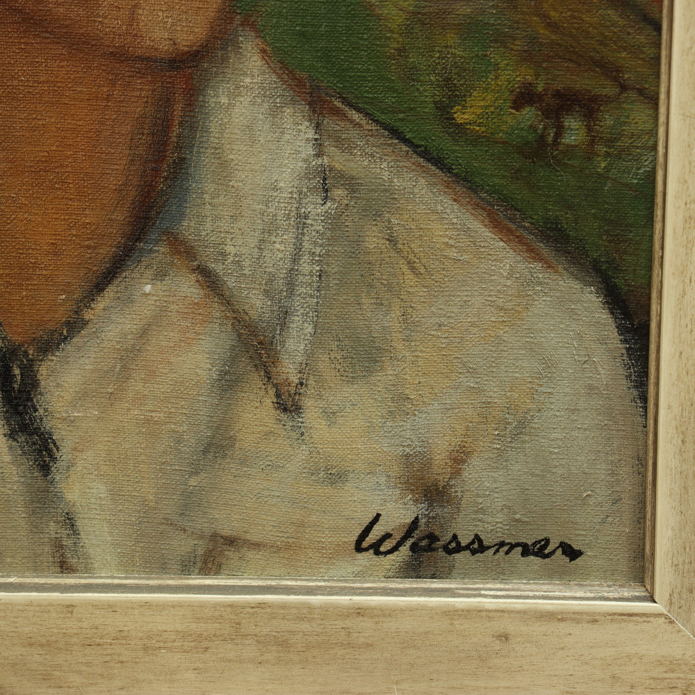 AW038: Theodore Wassmer Modernist Portrait of Francis Dedrich Oil on Board Circa 1948