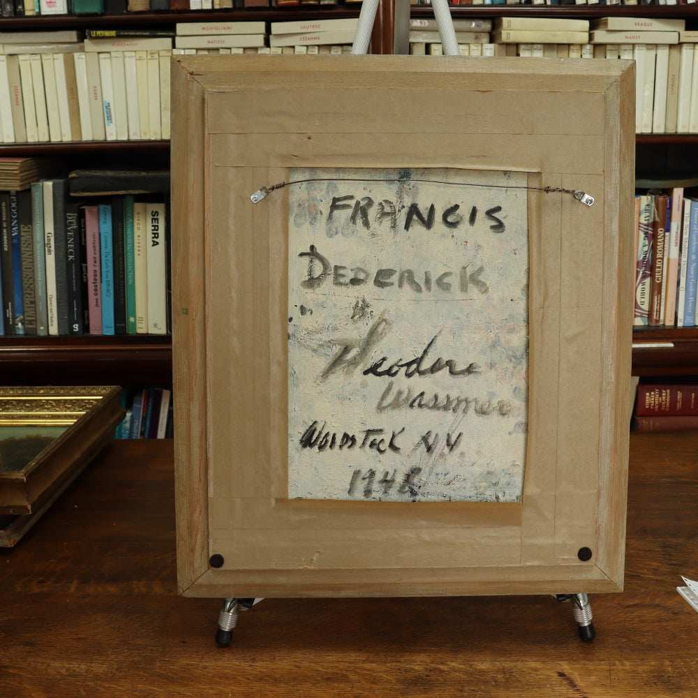 AW038: Theodore Wassmer Modernist Portrait of Francis Dedrich Oil on Board Circa 1948