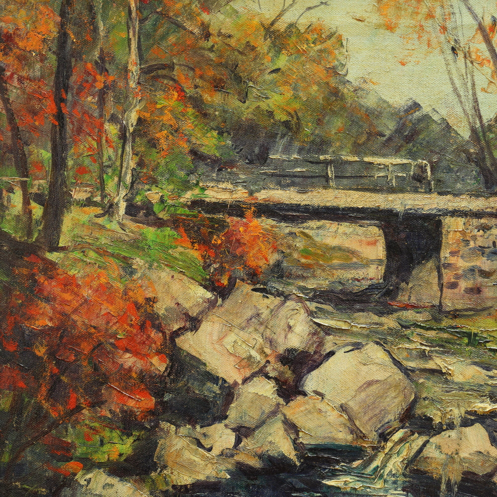 AW292: William Fisher "Flat Rock Brook" American Impressionist Oil on Canvas Painting